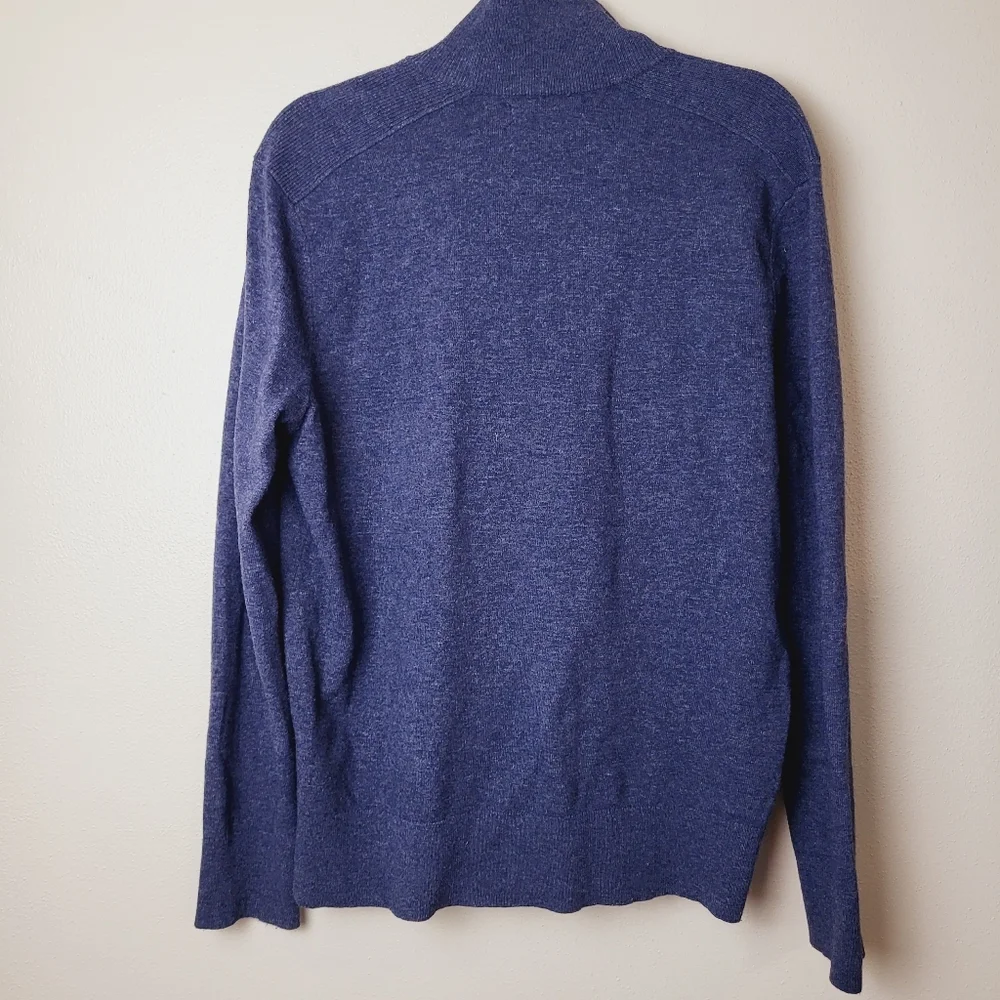 Banana Republic Quarter Zip Pull Over Men's Size Large Navy Blue‎ Merino Wool